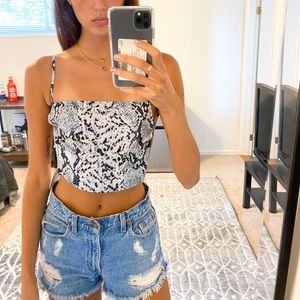 Princess Polly Snakeskin Open Back Crop Top